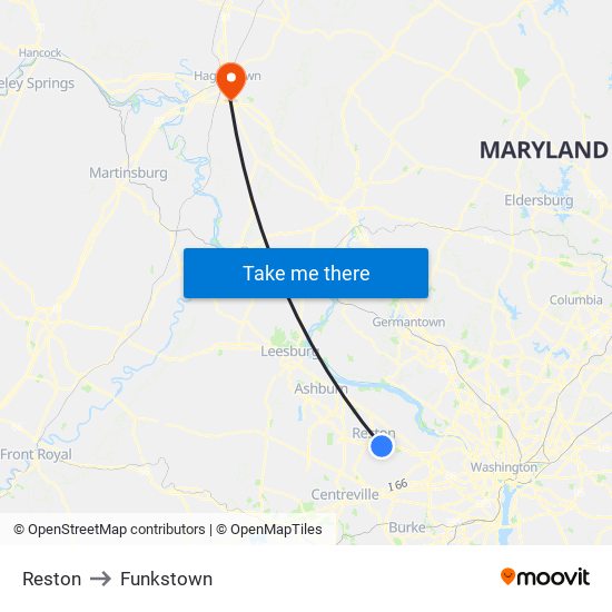 Reston to Funkstown map