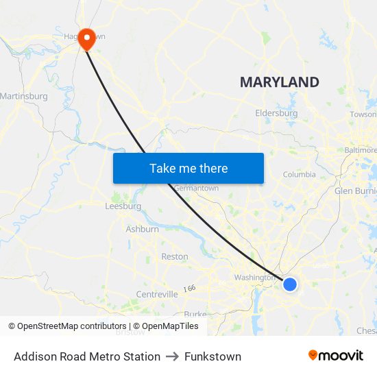 Addison Road Metro Station to Funkstown map