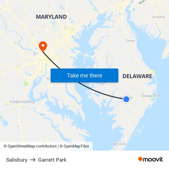 Salisbury to Garrett Park map