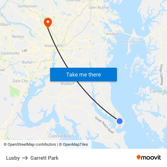 Lusby to Garrett Park map