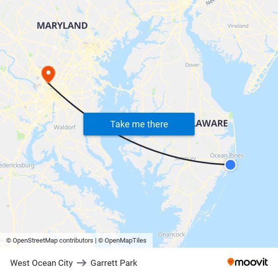 West Ocean City to Garrett Park map