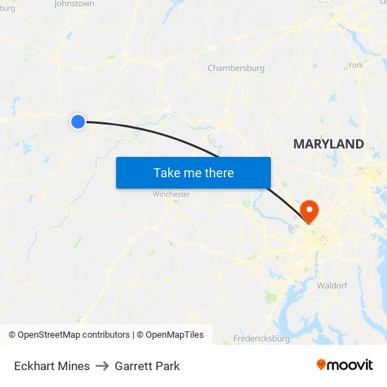 Eckhart Mines to Garrett Park map