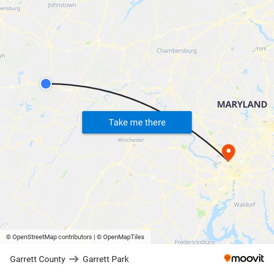 Garrett County to Garrett Park map