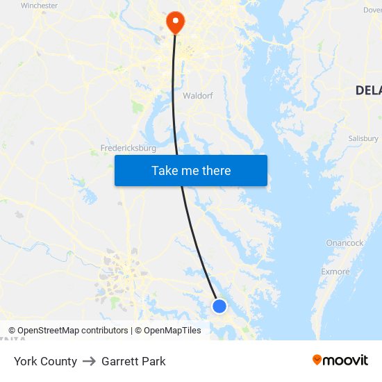 York County to Garrett Park map