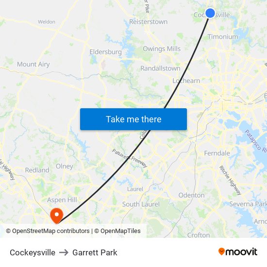 Cockeysville to Garrett Park map