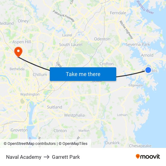 Naval Academy to Garrett Park map