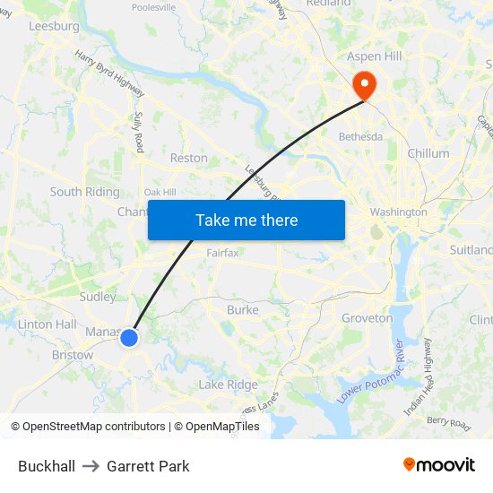 Buckhall to Garrett Park map