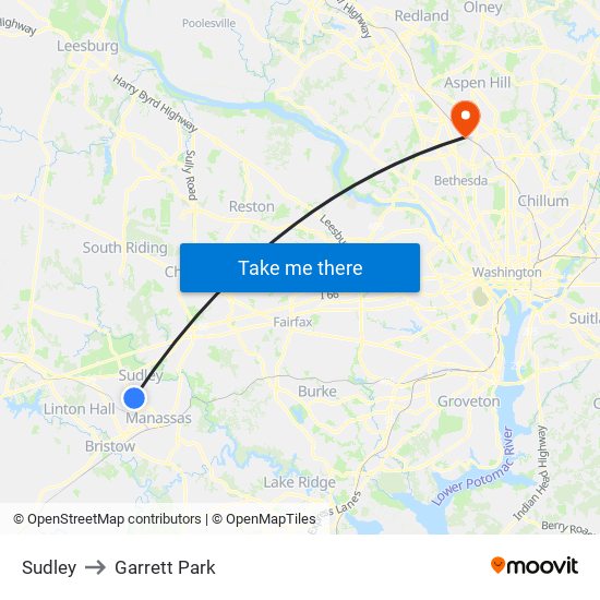 Sudley to Garrett Park map