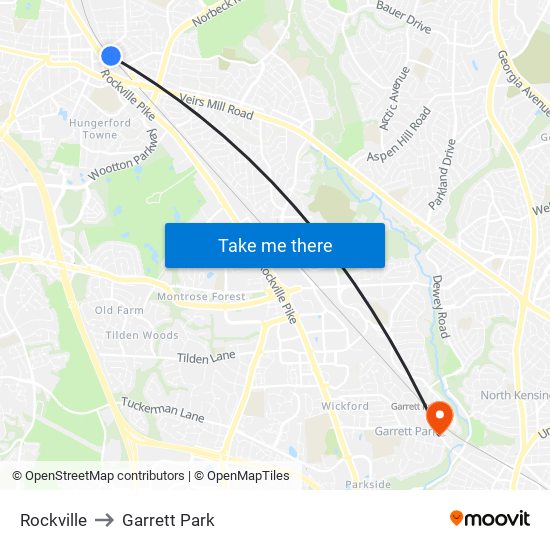 Rockville to Garrett Park map