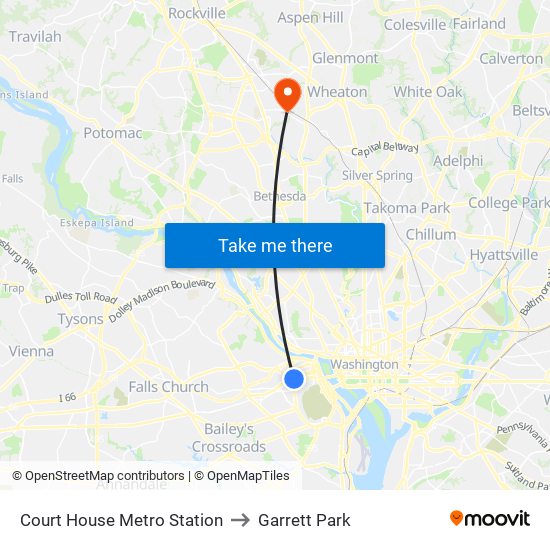 Court House Metro Station to Garrett Park map