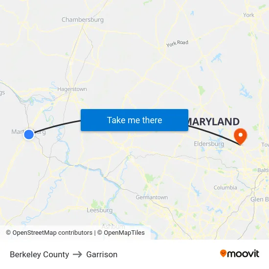 Berkeley County to Garrison map