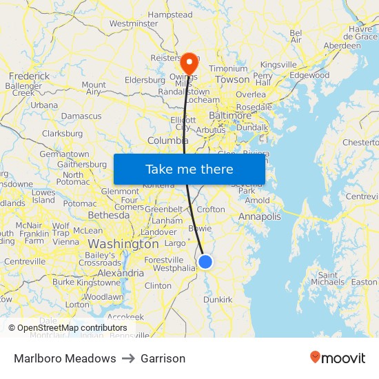 Marlboro Meadows to Garrison map