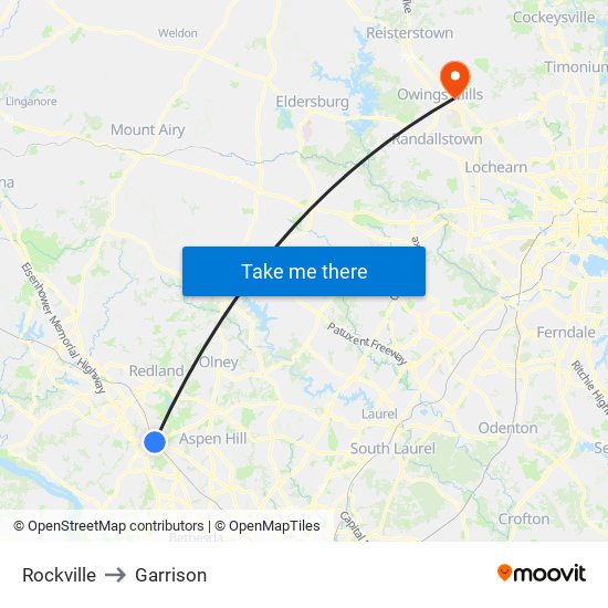 Rockville to Garrison map