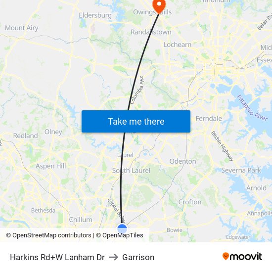 Harkins Rd+W Lanham Dr to Garrison map