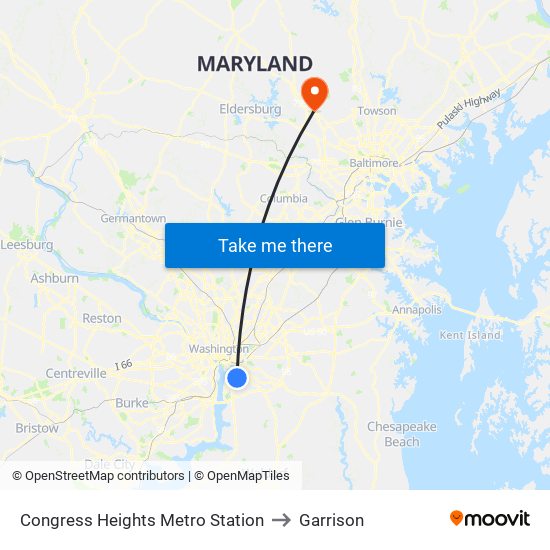Congress Heights Metro Station to Garrison map