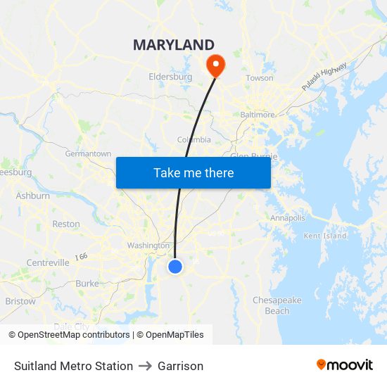 Suitland Metro Station to Garrison map