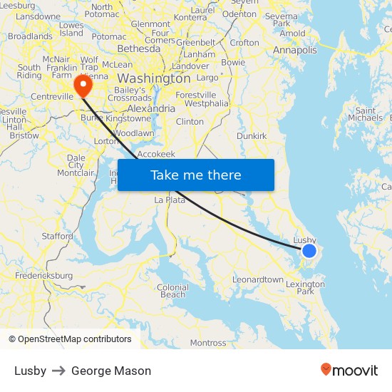 Lusby to George Mason map