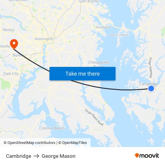 Cambridge to George Mason map