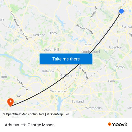 Arbutus to George Mason map