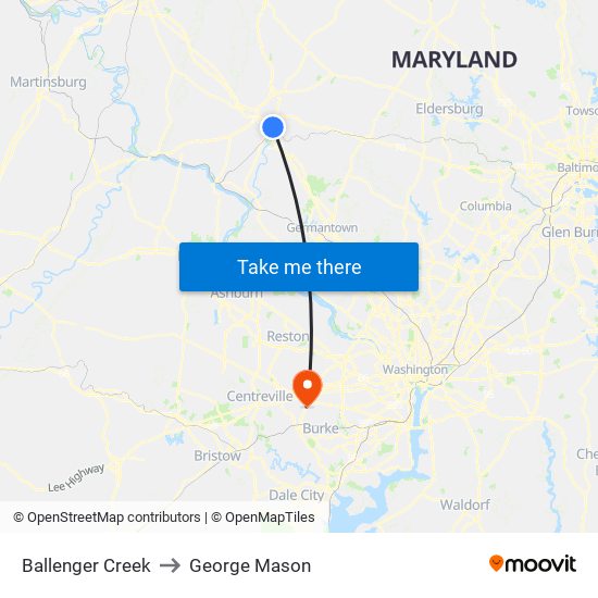 Ballenger Creek to George Mason map