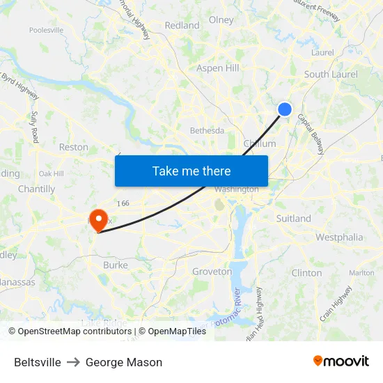 Beltsville to George Mason map