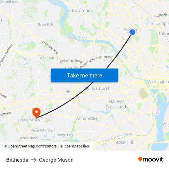 Bethesda to George Mason map