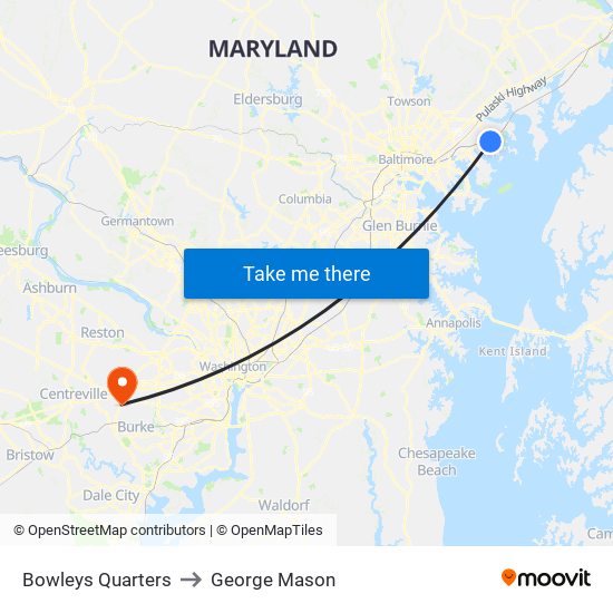 Bowleys Quarters to George Mason map