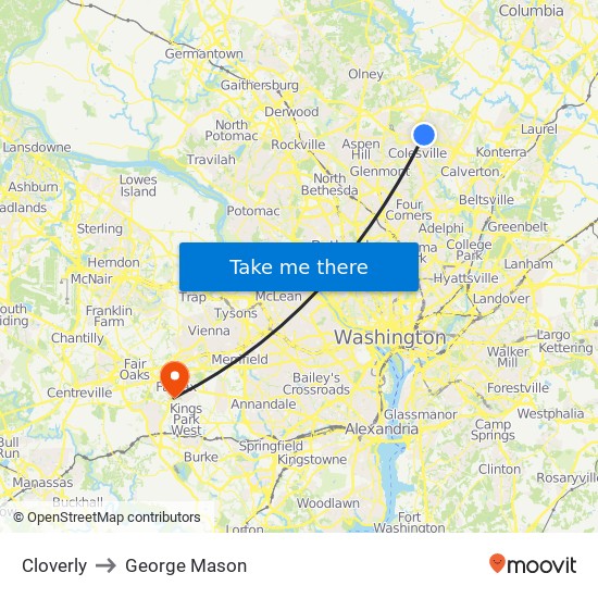 Cloverly to George Mason map