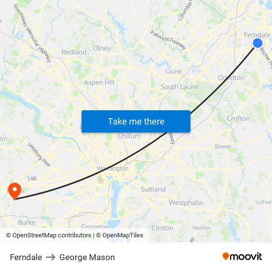 Ferndale to George Mason map