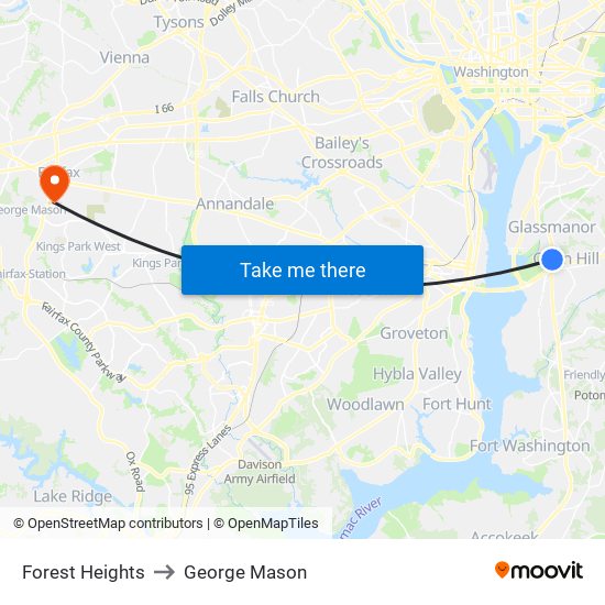 Forest Heights to George Mason map