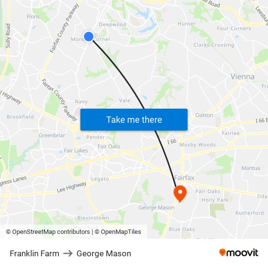 Franklin Farm to George Mason map