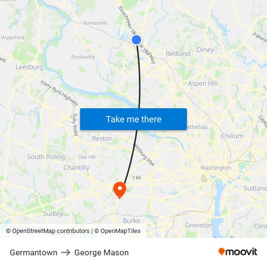 Germantown to George Mason map