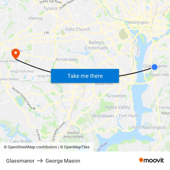 Glassmanor to George Mason map