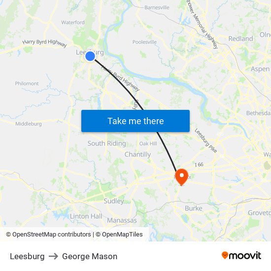 Leesburg to George Mason map