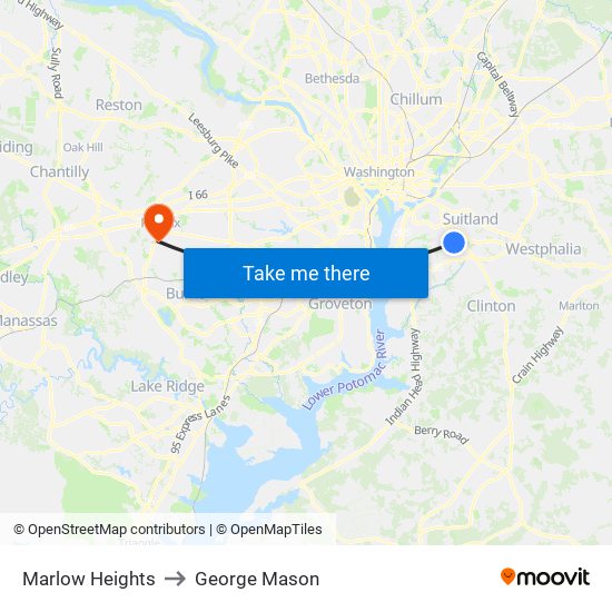 Marlow Heights to George Mason map