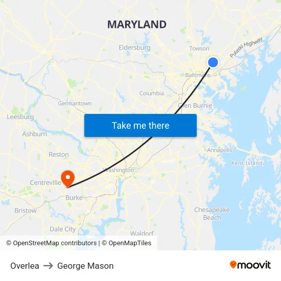 Overlea to George Mason map