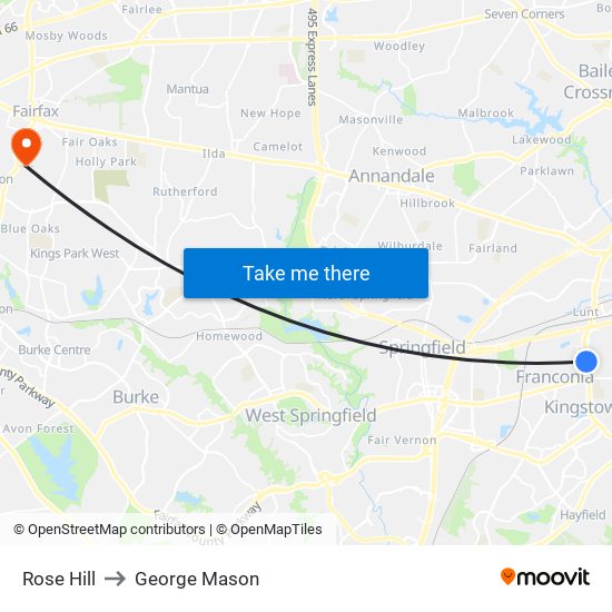 Rose Hill to George Mason map