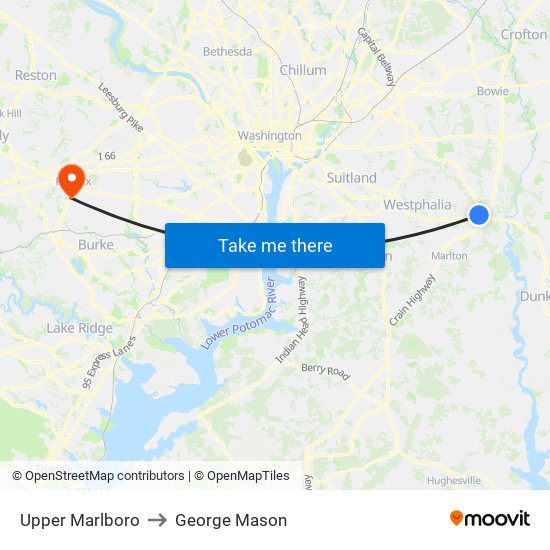 Upper Marlboro to George Mason map