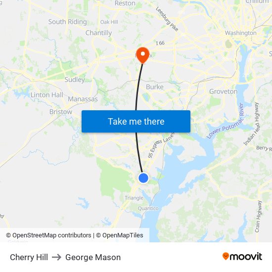 Cherry Hill to George Mason map