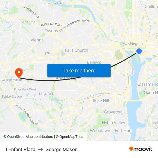 L'Enfant Plaza to George Mason map