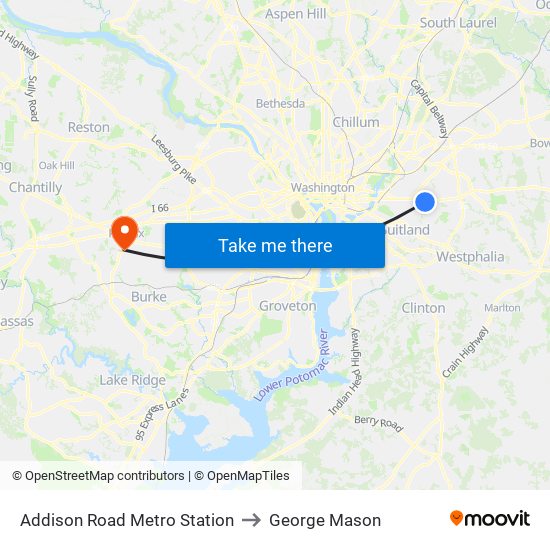 Addison Road Metro Station to George Mason map