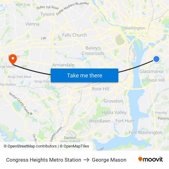 Congress Heights Metro Station to George Mason map