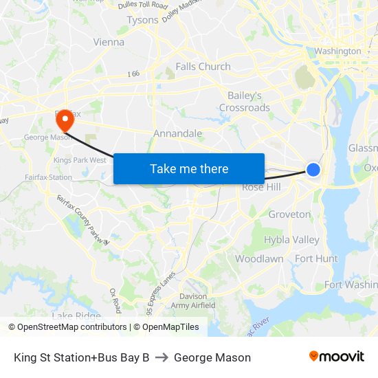 King Street-Old Town+Bay B to George Mason map