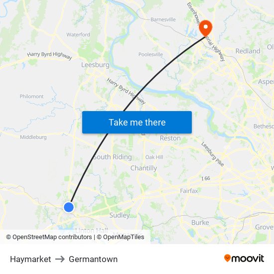 Haymarket to Germantown map