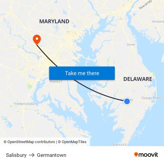 Salisbury to Germantown map