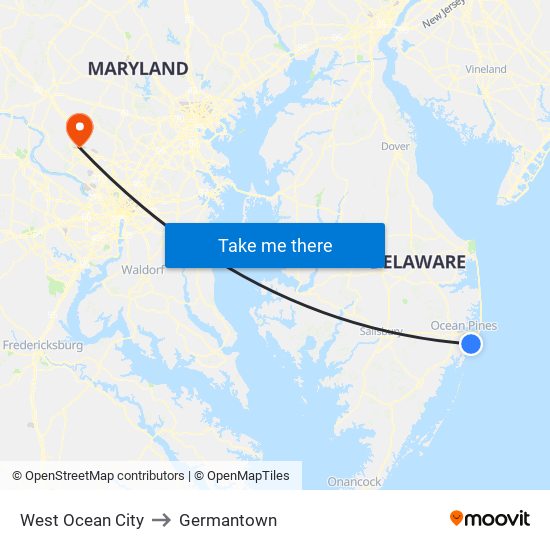 West Ocean City to Germantown map