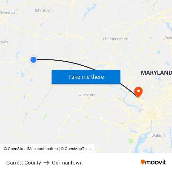 Garrett County to Germantown map