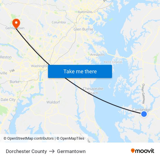 Dorchester County to Germantown map