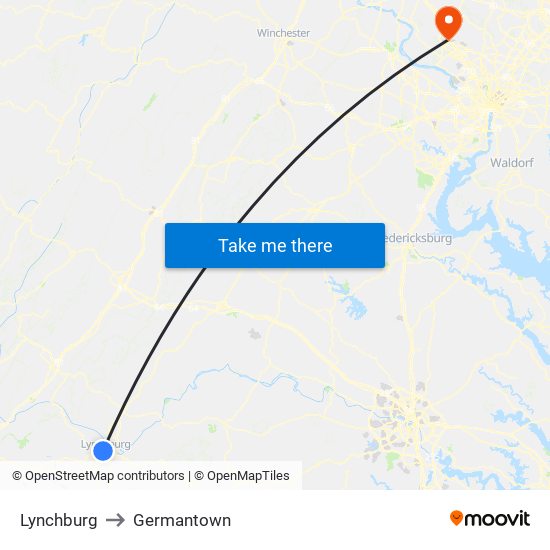 Lynchburg to Germantown map