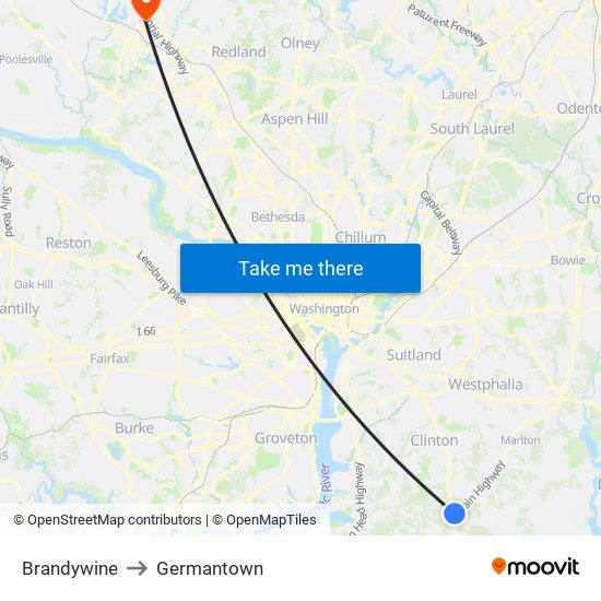 Brandywine to Germantown map